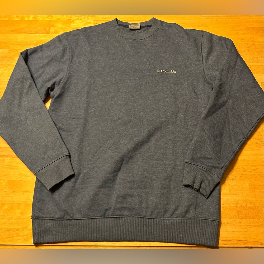 Mens Medium Columbia Crewneck Sweatshirt Fleece Lined Blue Lightly Used